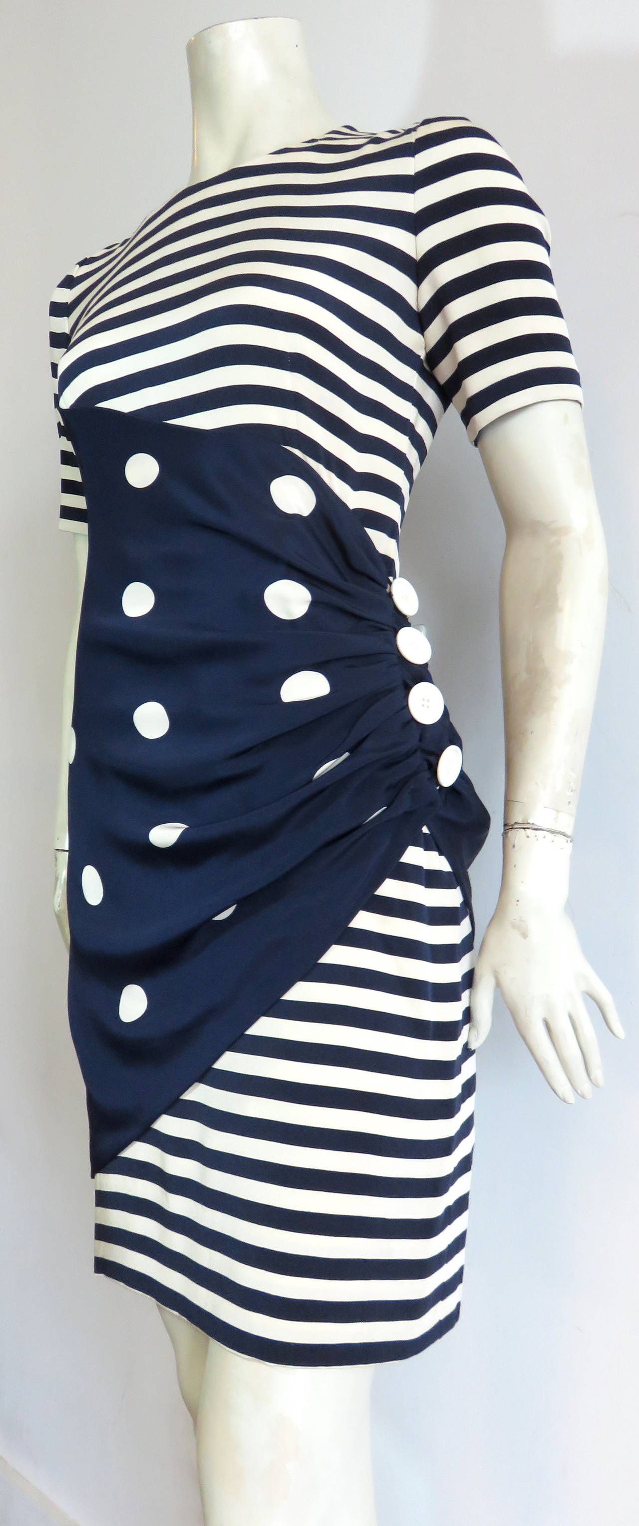 1970's BILL BLASS Nautical silk dress In Excellent Condition In Newport Beach, CA