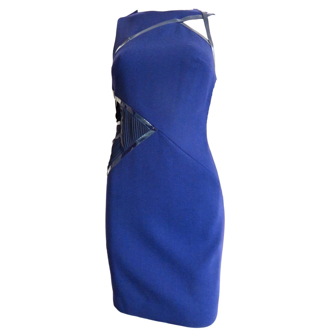 2010 VERSACE Ultramarine cut-out detail cocktail dress For Sale at 1stDibs