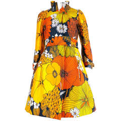 Used MICHAEL NOVARESE Floral print silk coat dress