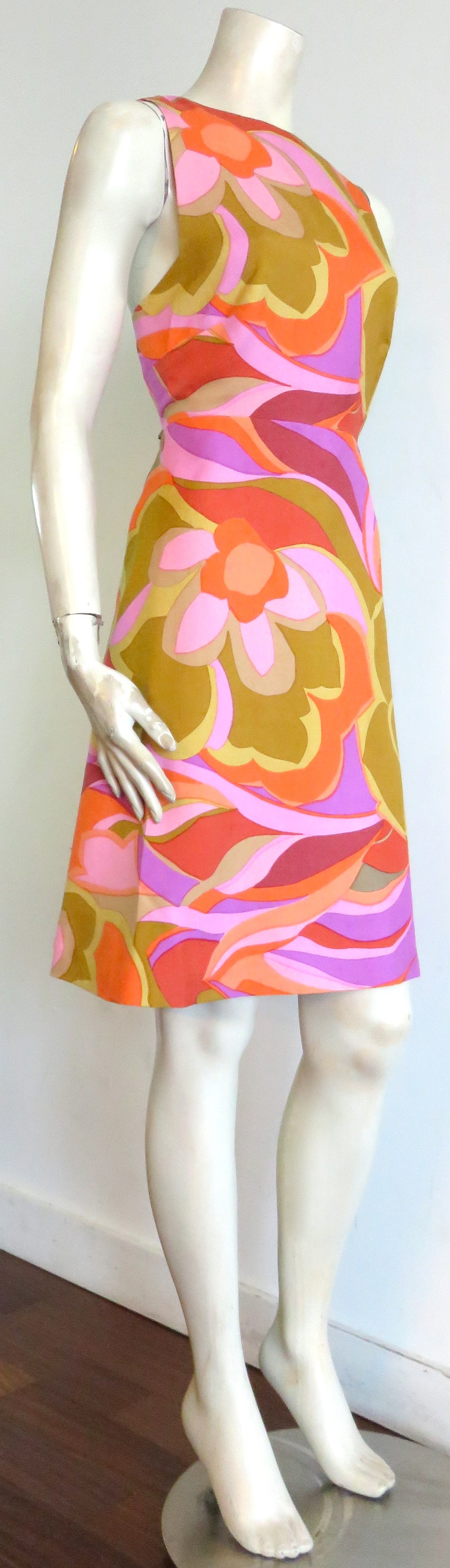 1960's MADAME GRÉS Couture Silk sun dress In Excellent Condition For Sale In Newport Beach, CA