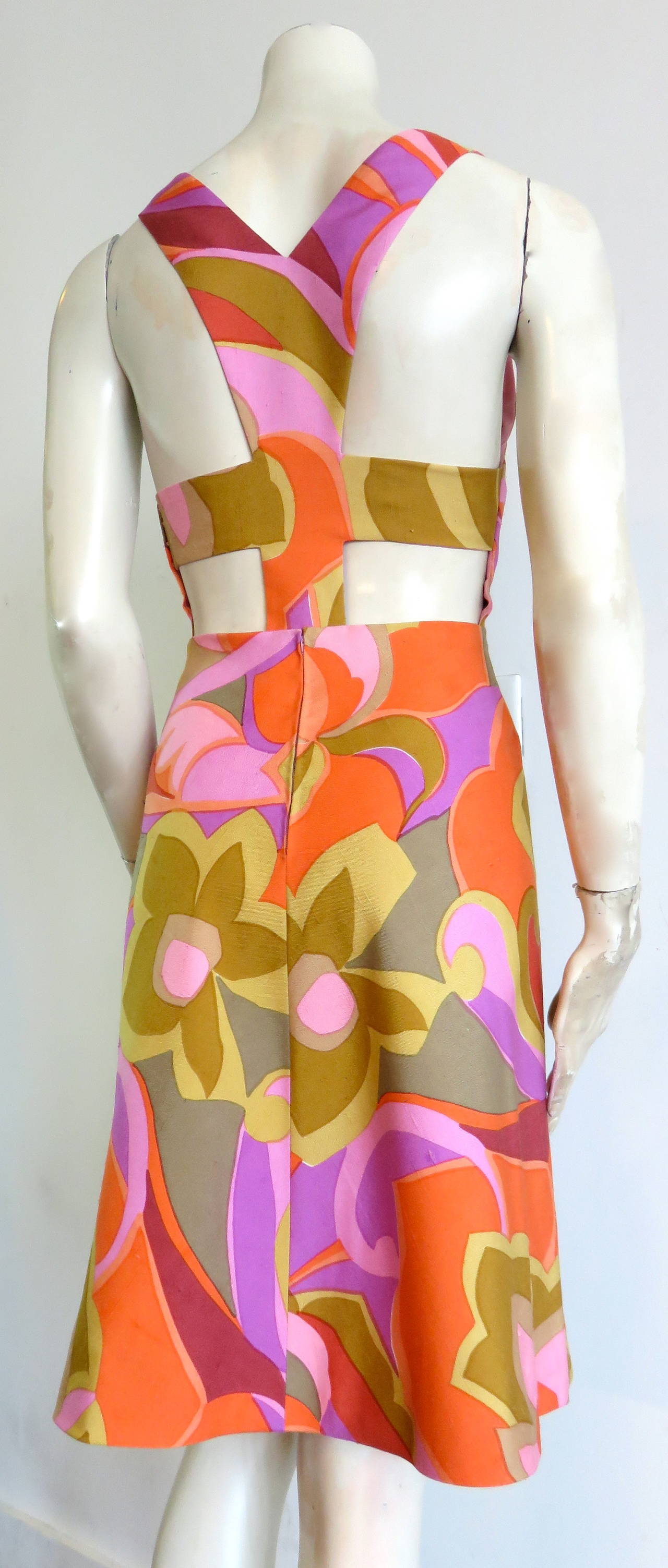 Orange 1960's MADAME GRÉS Couture Silk sun dress For Sale