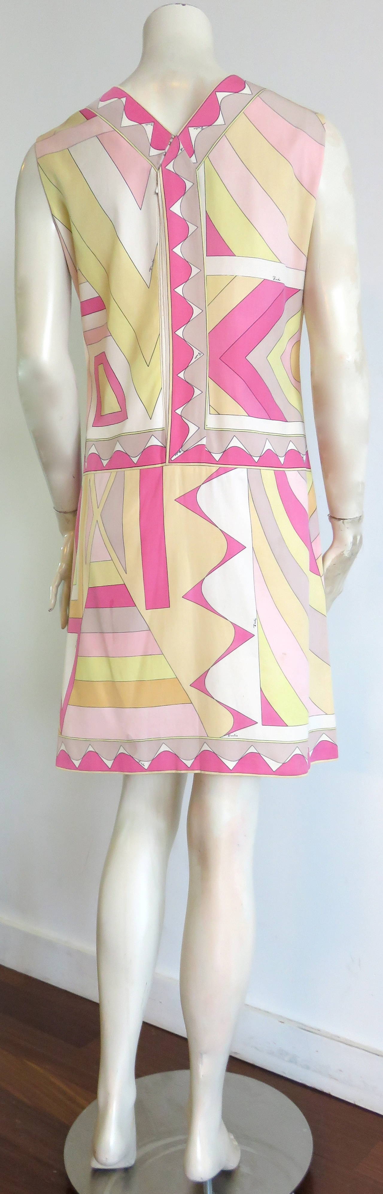 Beige 1960's EMILIO PUCCI Pastel geometric printed dress For Sale