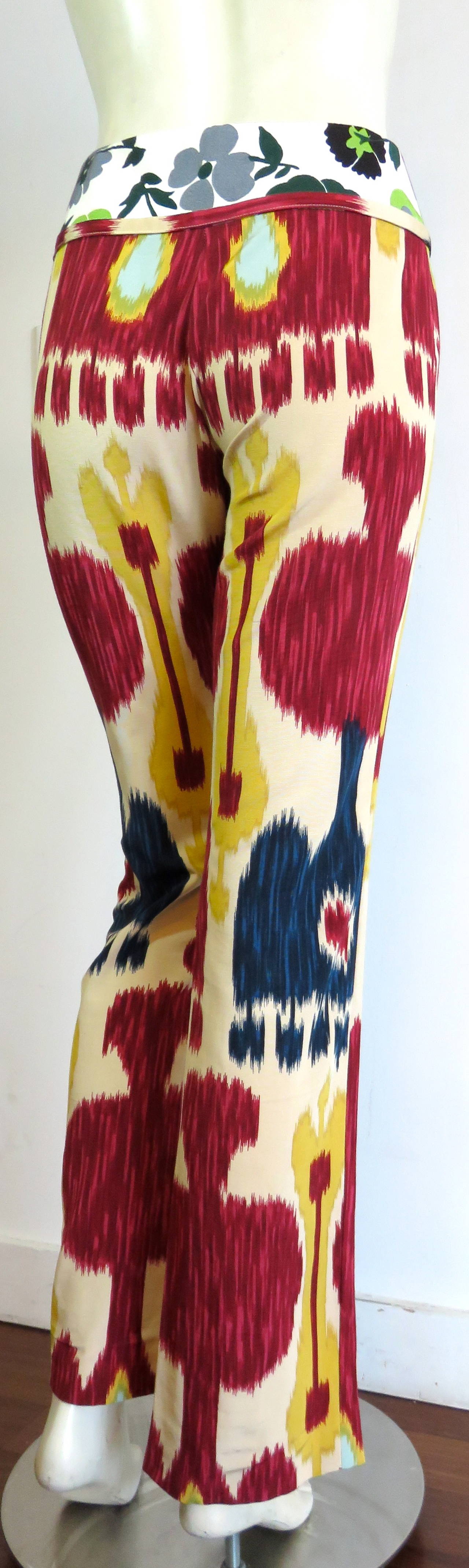 Women's 2001 CHRISTIAN DIOR by JOHN GALLIANO Ikat trousers pants For Sale