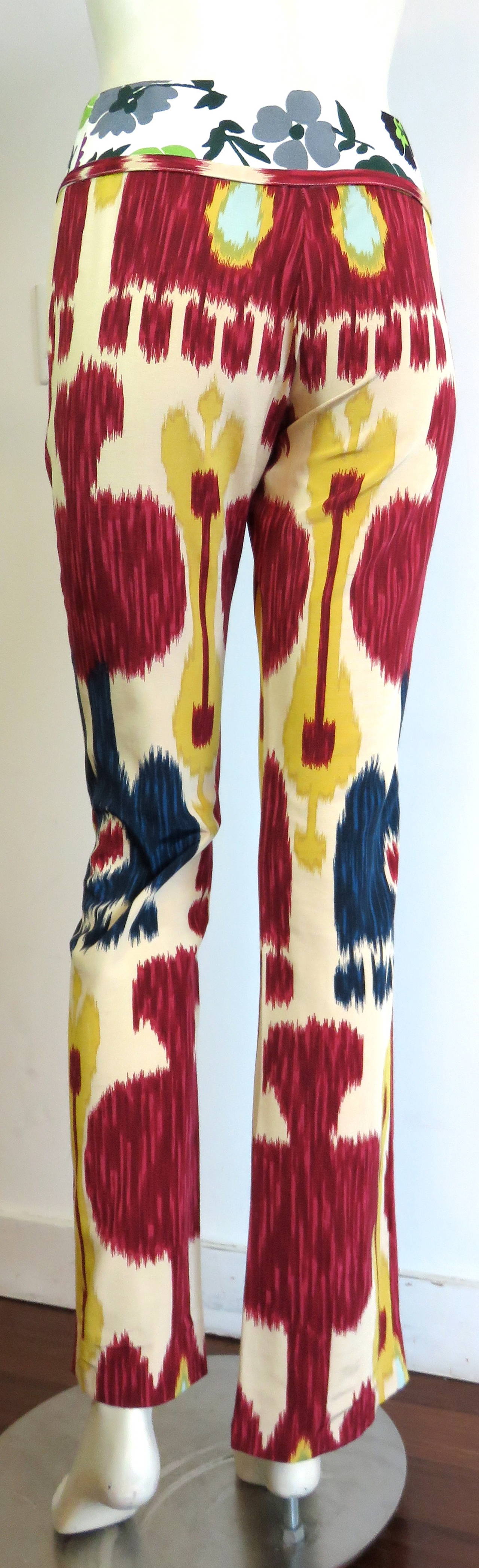 2001 CHRISTIAN DIOR by JOHN GALLIANO Ikat trousers pants In Excellent Condition For Sale In Newport Beach, CA