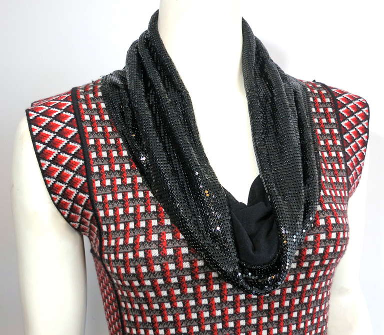 Black Unworn JEAN-PAUL GAULTIER Knit dress with metal mesh For Sale