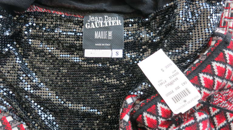 Unworn JEAN-PAUL GAULTIER Knit dress with metal mesh For Sale 3