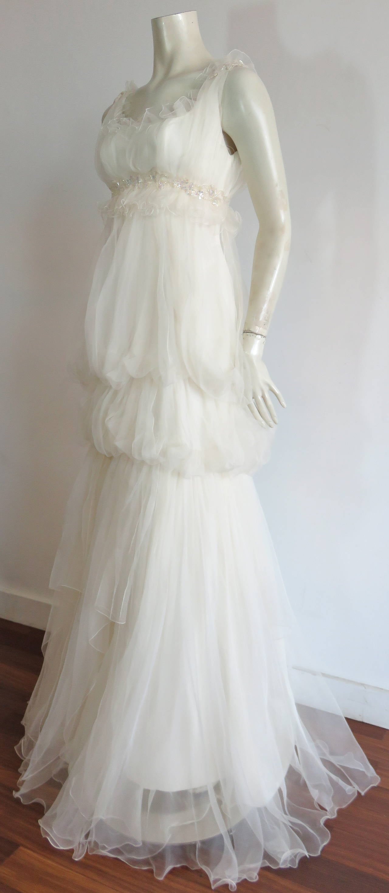 CHRISTIAN LACROIX Silk chiffon wedding dress - New In New Condition For Sale In Newport Beach, CA