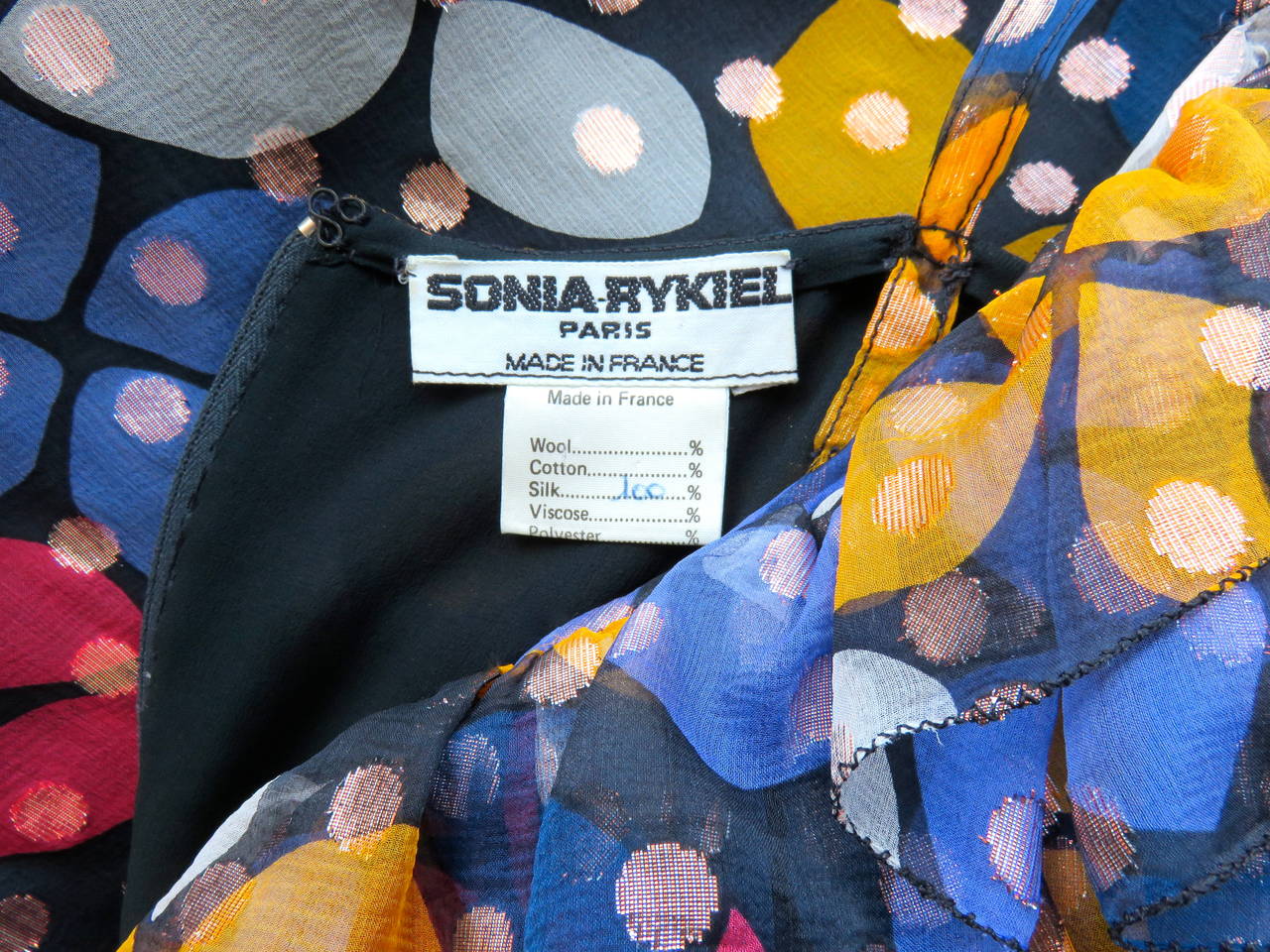 1970's SONIA RYKIEL Metallic silk floral dress For Sale 1
