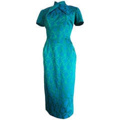 1950's LUIS ESTEVEZ Satin jacquard dress