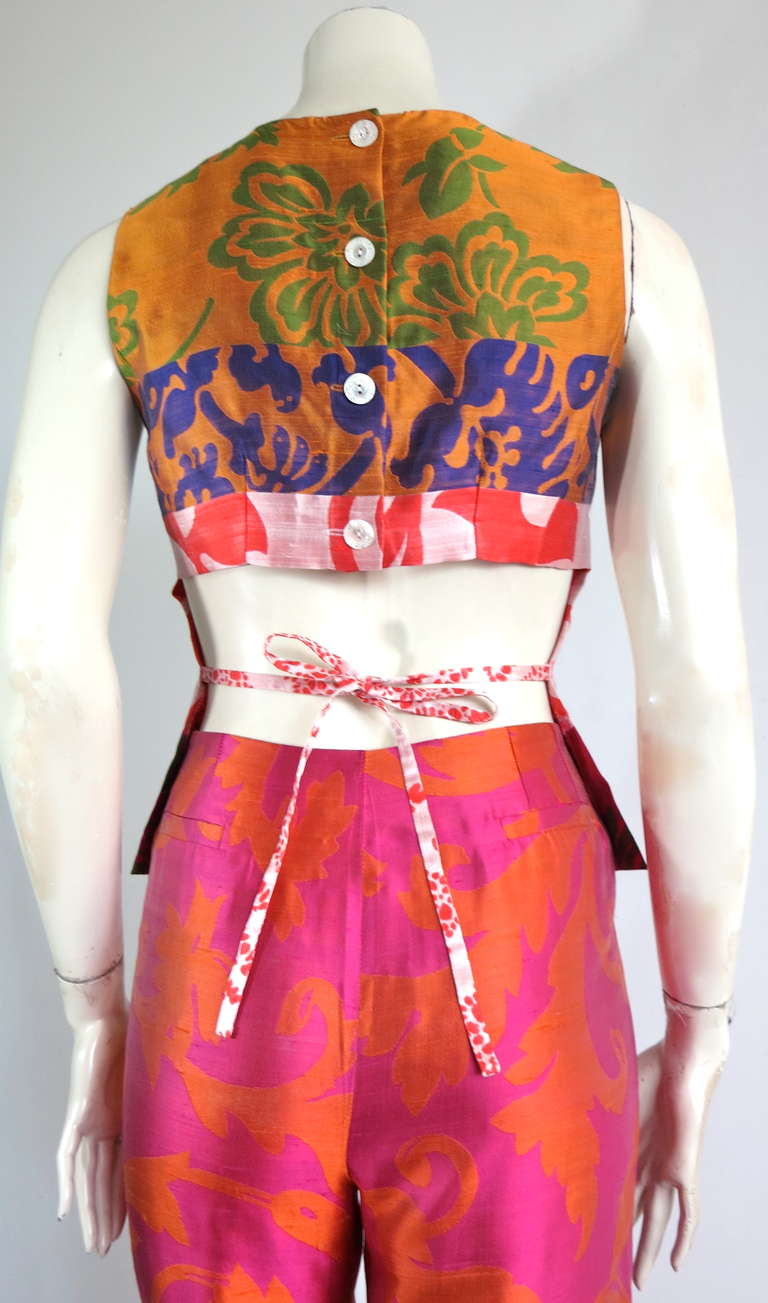 2001 OSCAR DE LA RENTA Silk tapestry bodice & pant set 4