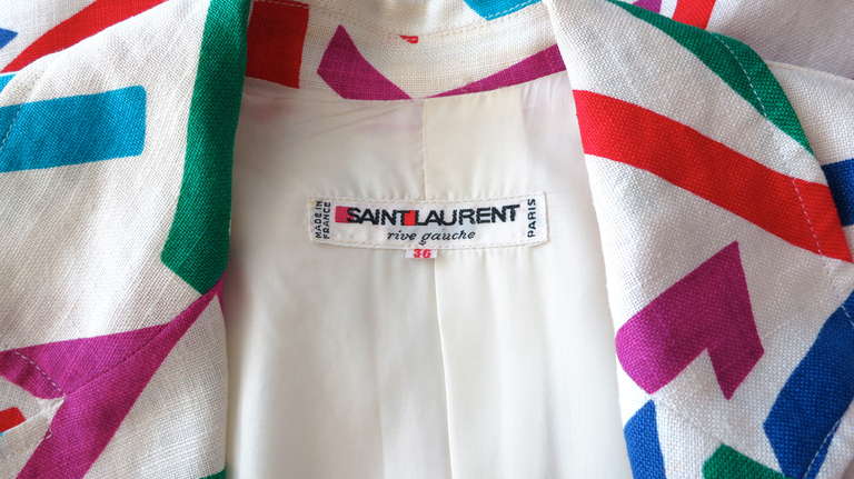 Vintage YVES SAINT LAURENT YSL Printed linen jacket 2