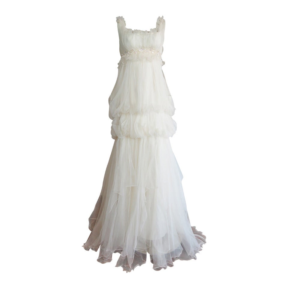 CHRISTIAN LACROIX Silk chiffon wedding dress - New For Sale