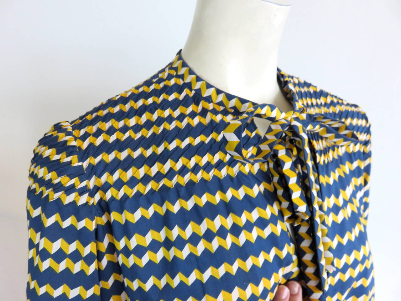 1970's GIVENCHY Couture 2pc. chevron striped robe & tunic dress set 5
