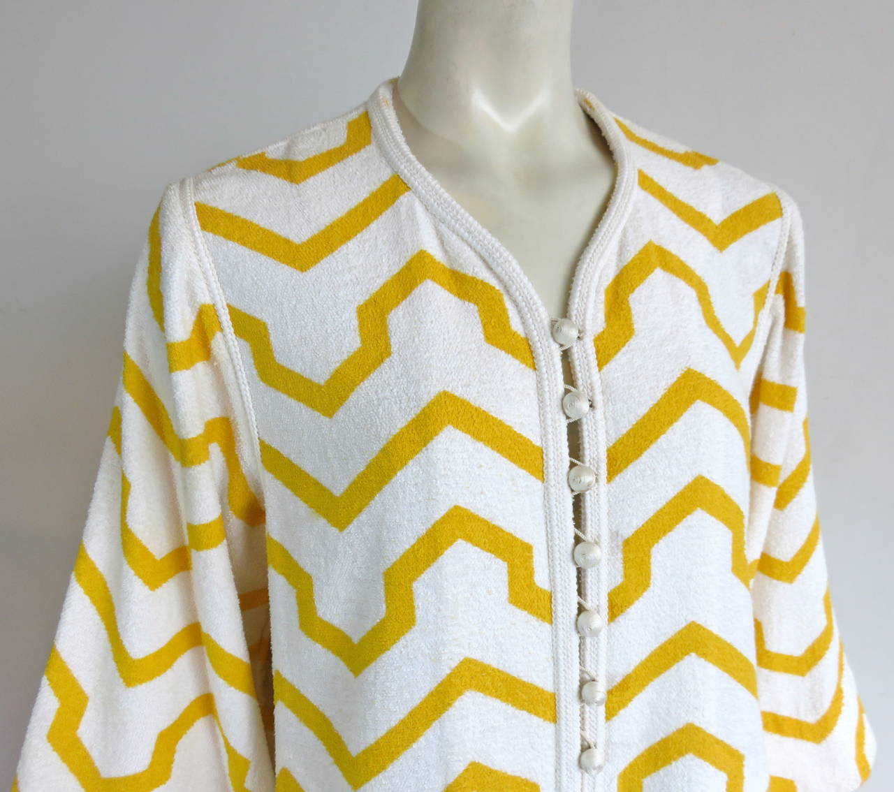 1970's GIVENCHY Couture chevron striped caftan robe In Excellent Condition In Newport Beach, CA