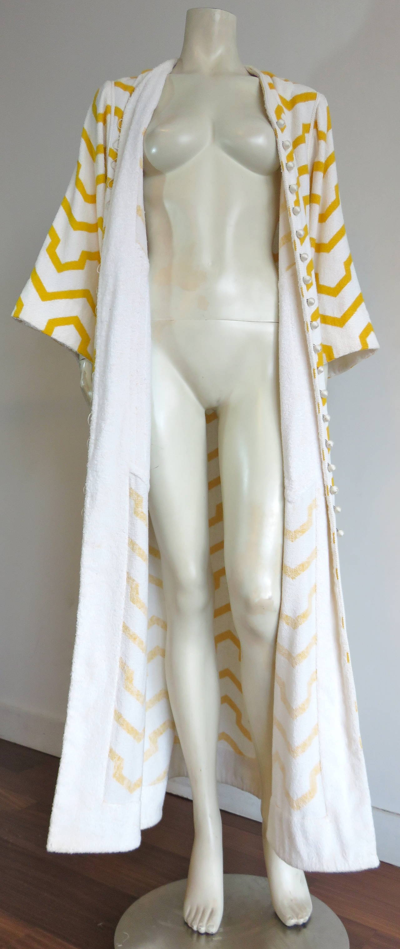 1970's GIVENCHY Couture chevron striped caftan robe 4