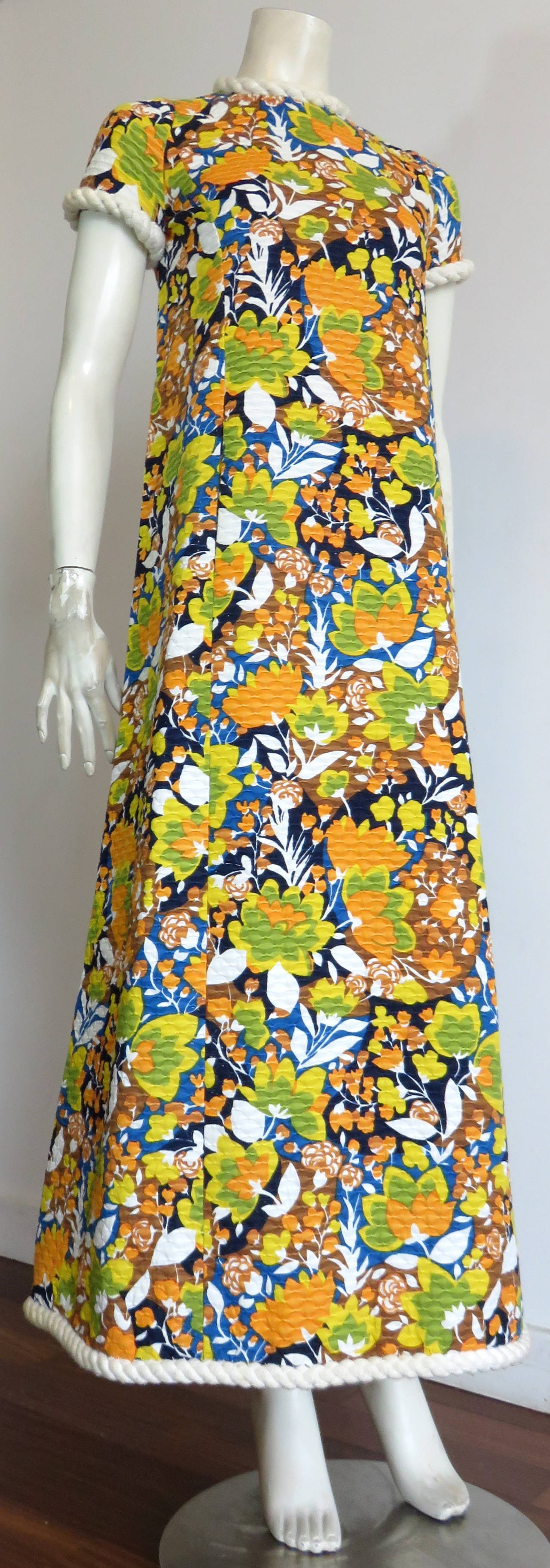 1970's CHRISTIAN DIOR / Marc Bohan numbered floral hostess dress In Good Condition In Newport Beach, CA