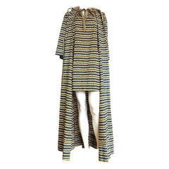 Vintage 1970's GIVENCHY Couture 2pc. chevron striped robe & tunic dress set