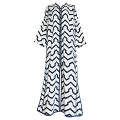 1970's GIVENCHY Couture chevron striped caftan robe