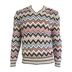 MISSONI Men's linen chevron striped beach sweater