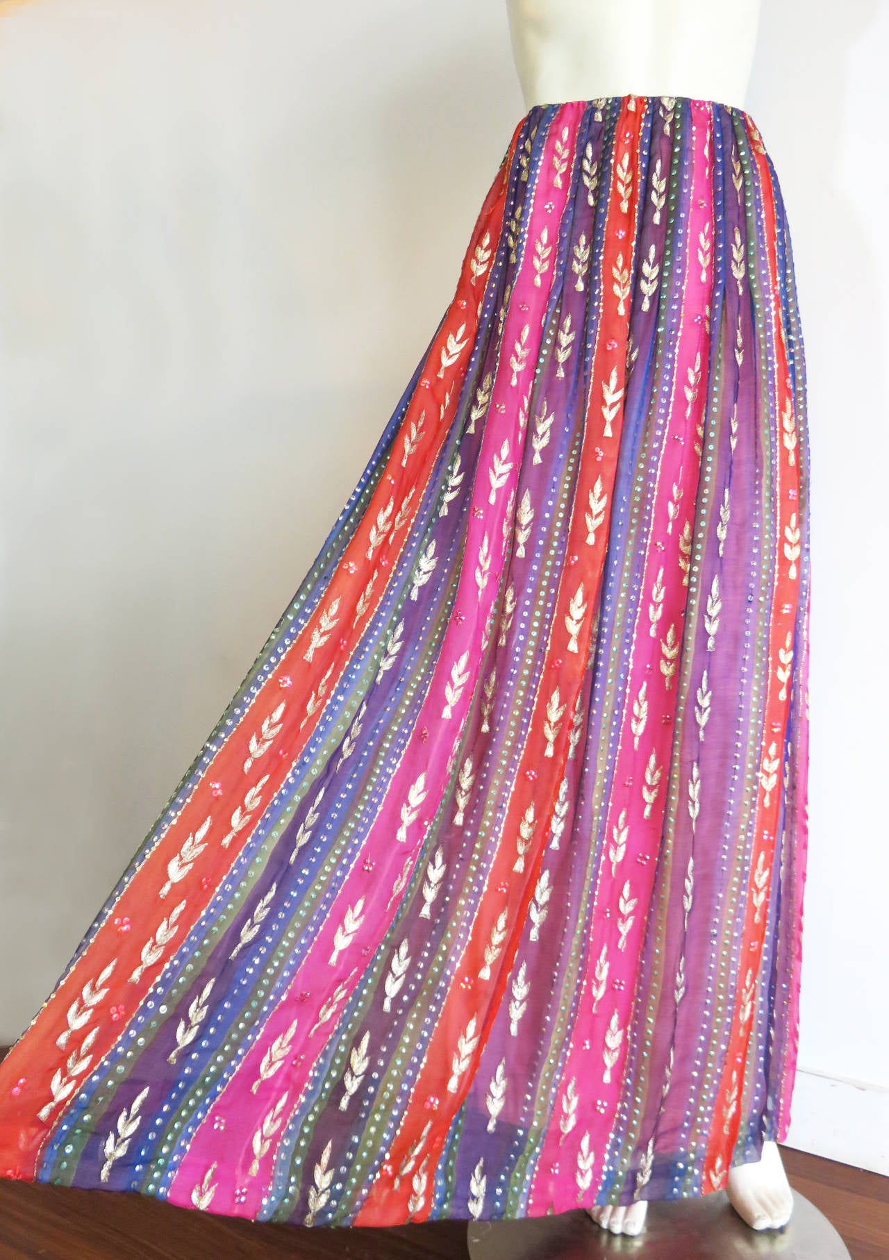 1970's GIVENCHY Haute Couture embellished silk skirt