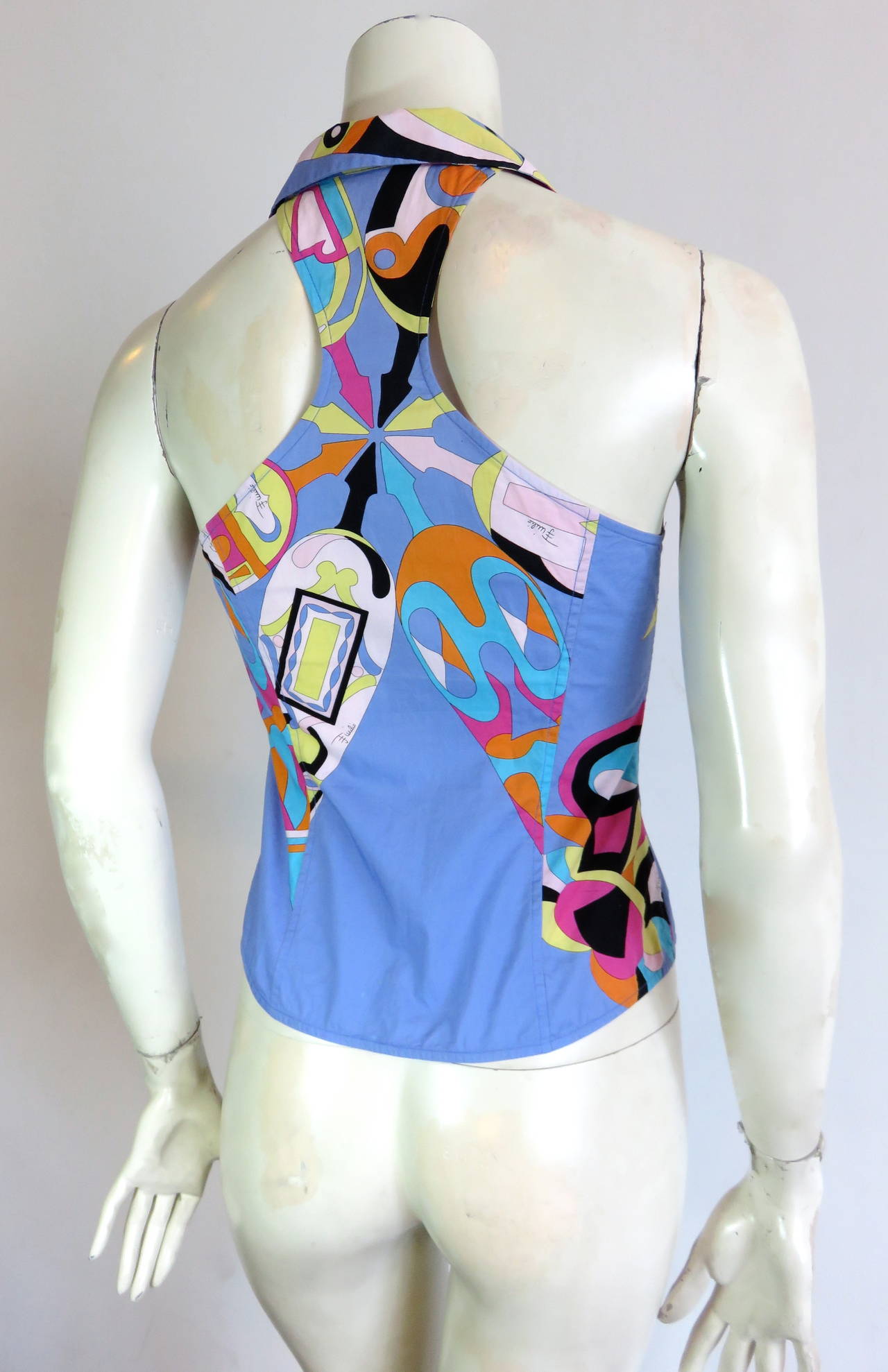 EMILIO PUCCI Geometric printed ruffle shirt In Excellent Condition For Sale In Newport Beach, CA