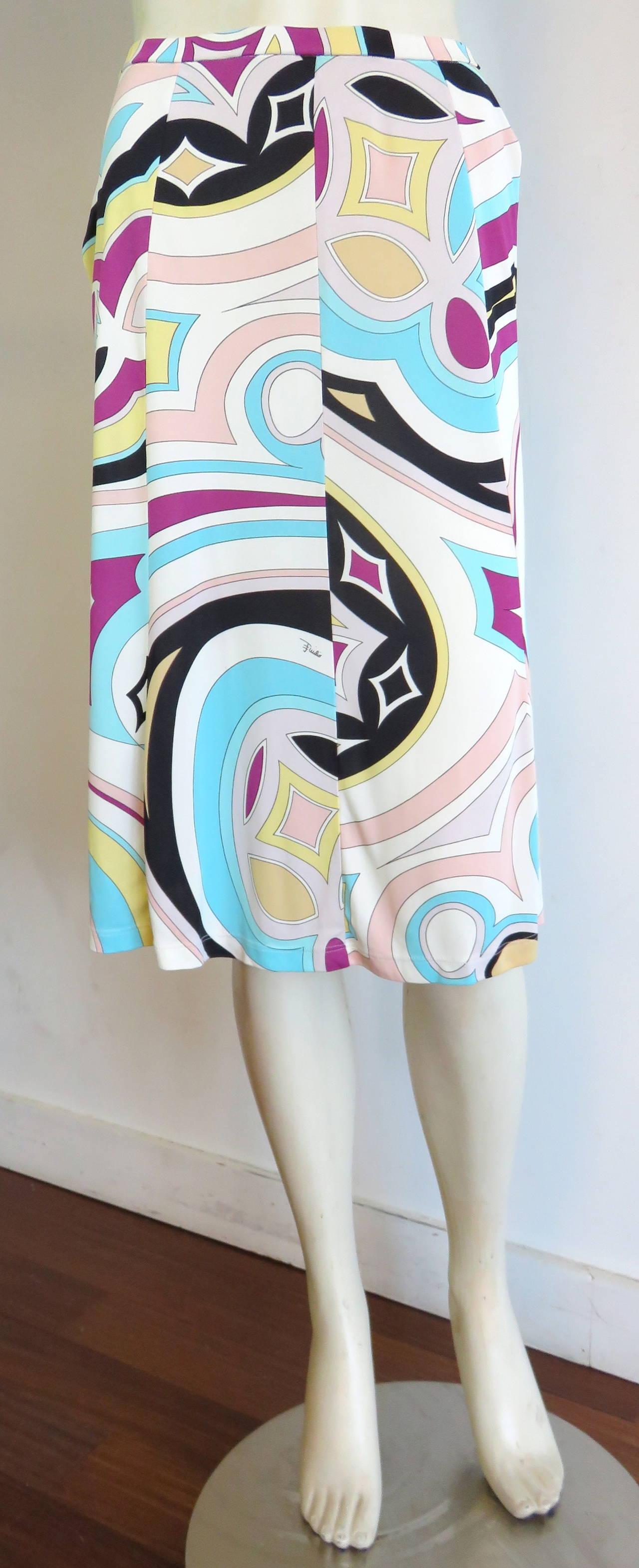 Blue EMILIO PUCCI Geometric knit skirt For Sale