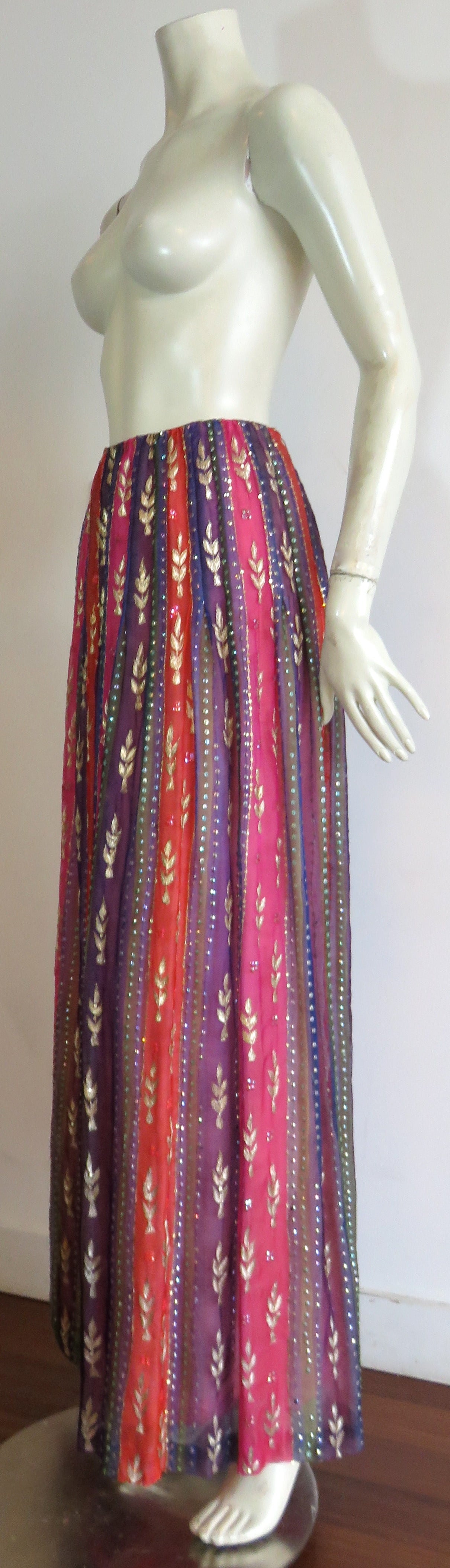 Women's 1970's GIVENCHY Haute Couture embellished silk skirt For Sale