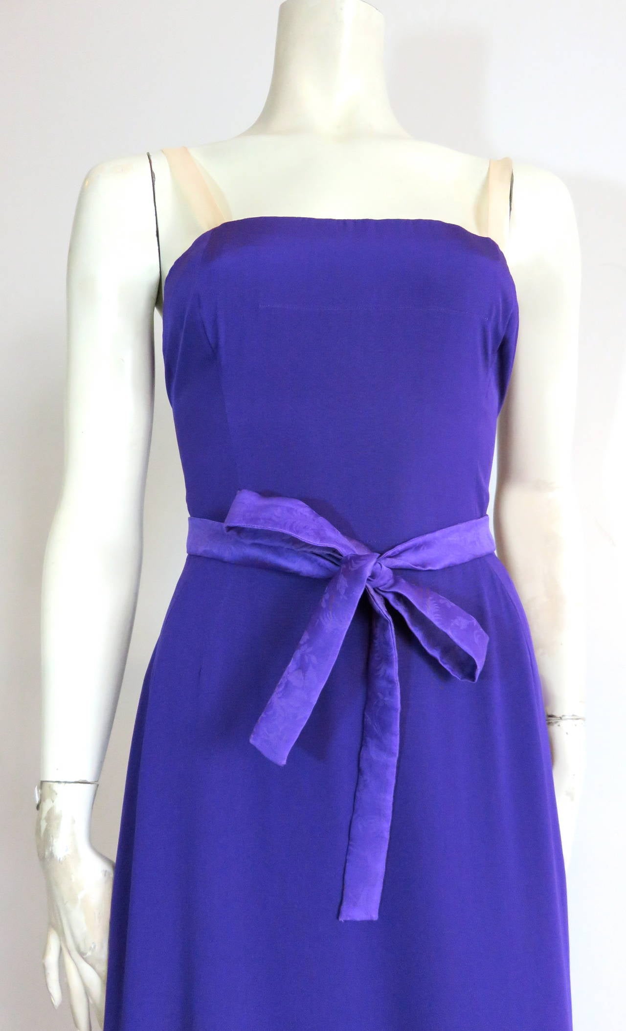 Purple 1960's BALENCIAGA Couture silk slip dress For Sale