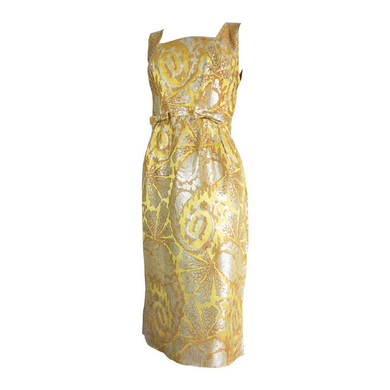1960's Luxurious silk brocade cocktail dress For Sale at 1stDibs