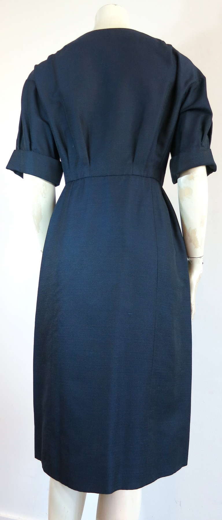 Late 1950's CHRISTIAN DIOR NY Silk day dress For Sale 1