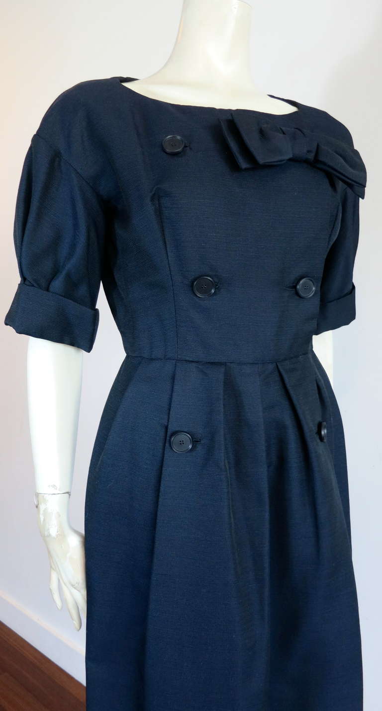 Women's Late 1950's CHRISTIAN DIOR NY Silk day dress For Sale