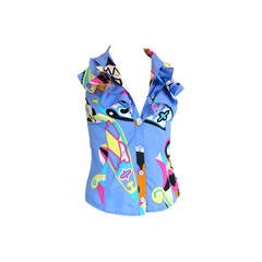 EMILIO PUCCI Geometric printed ruffle shirt