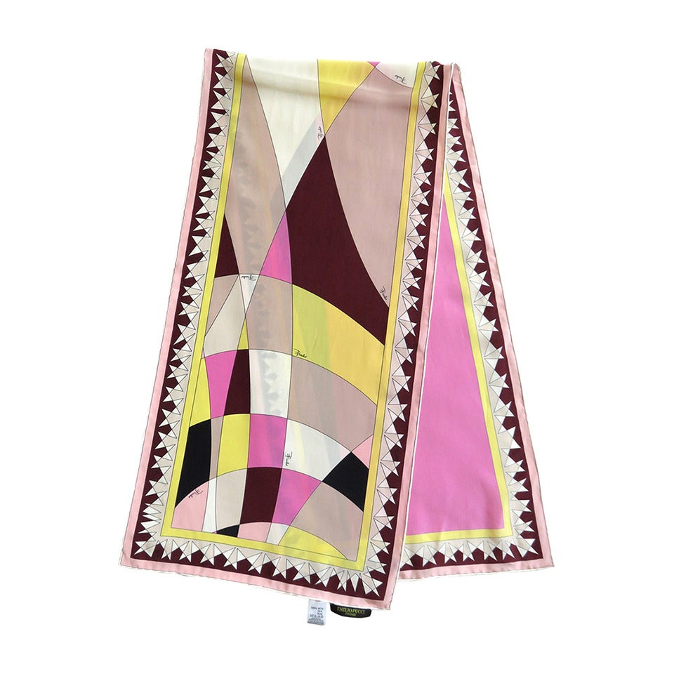 EMILIO PUCCI Geometric silk scarf For Sale