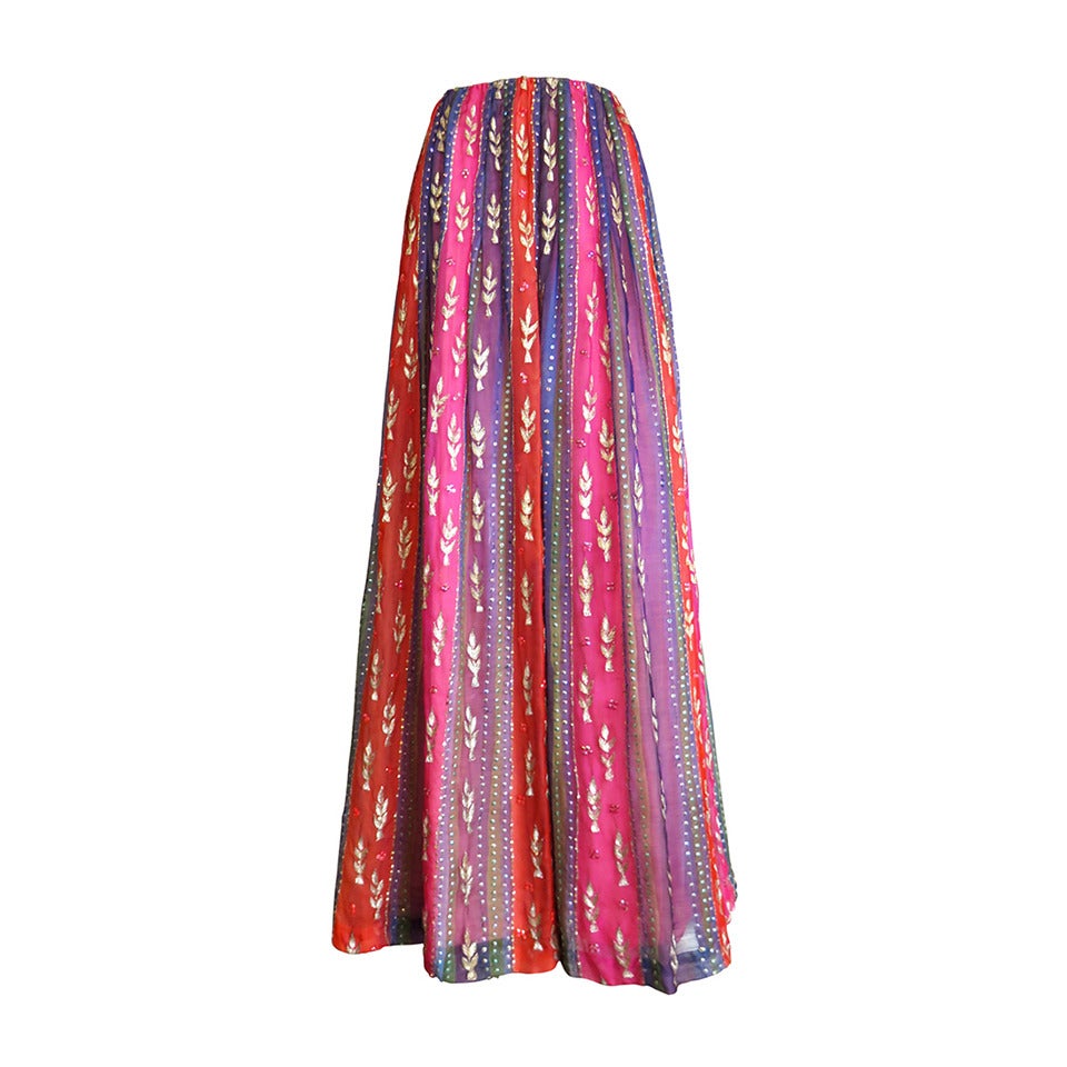 1970's GIVENCHY Haute Couture embellished silk skirt For Sale
