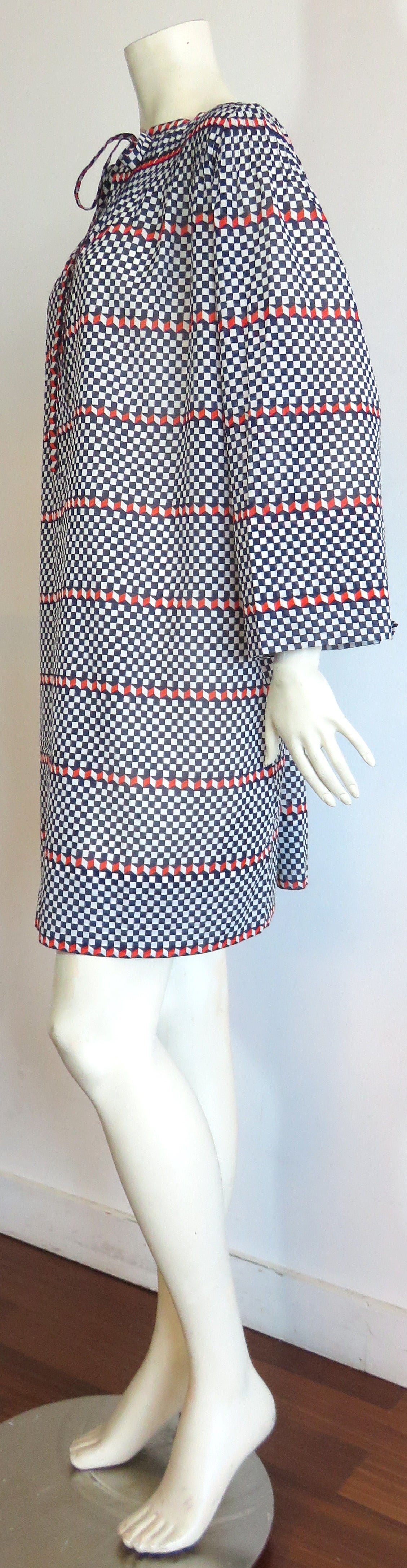 1970's GIVENCHY Haute Couture cotton/silk check tunic For Sale 1