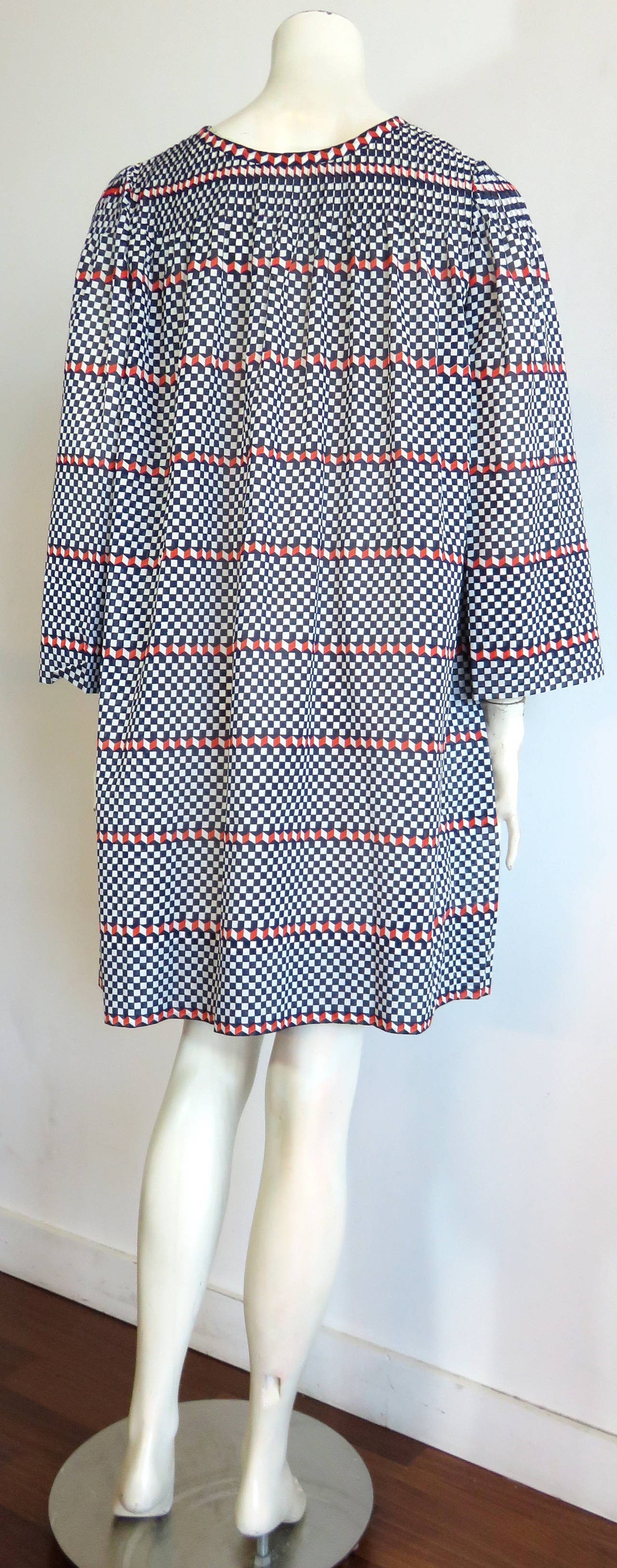 1970's GIVENCHY Haute Couture cotton/silk check tunic For Sale 2