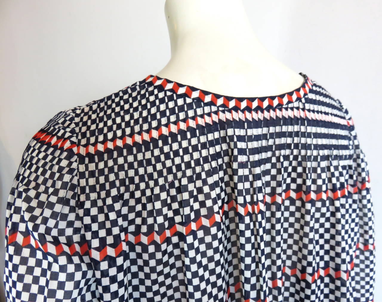1970's GIVENCHY Haute Couture cotton/silk check tunic For Sale 3