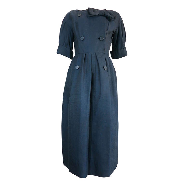 Late 1950's CHRISTIAN DIOR NY Silk day dress For Sale