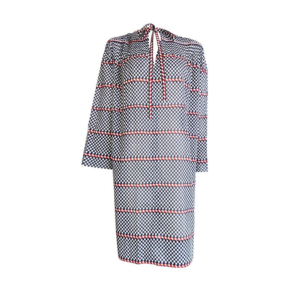 1970's GIVENCHY Haute Couture cotton/silk check tunic For Sale