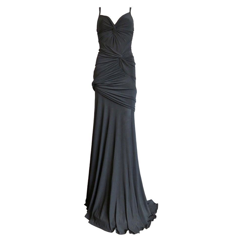 2005 DONNA KARAN COLLECTION Triple-twist draped evening dress For Sale