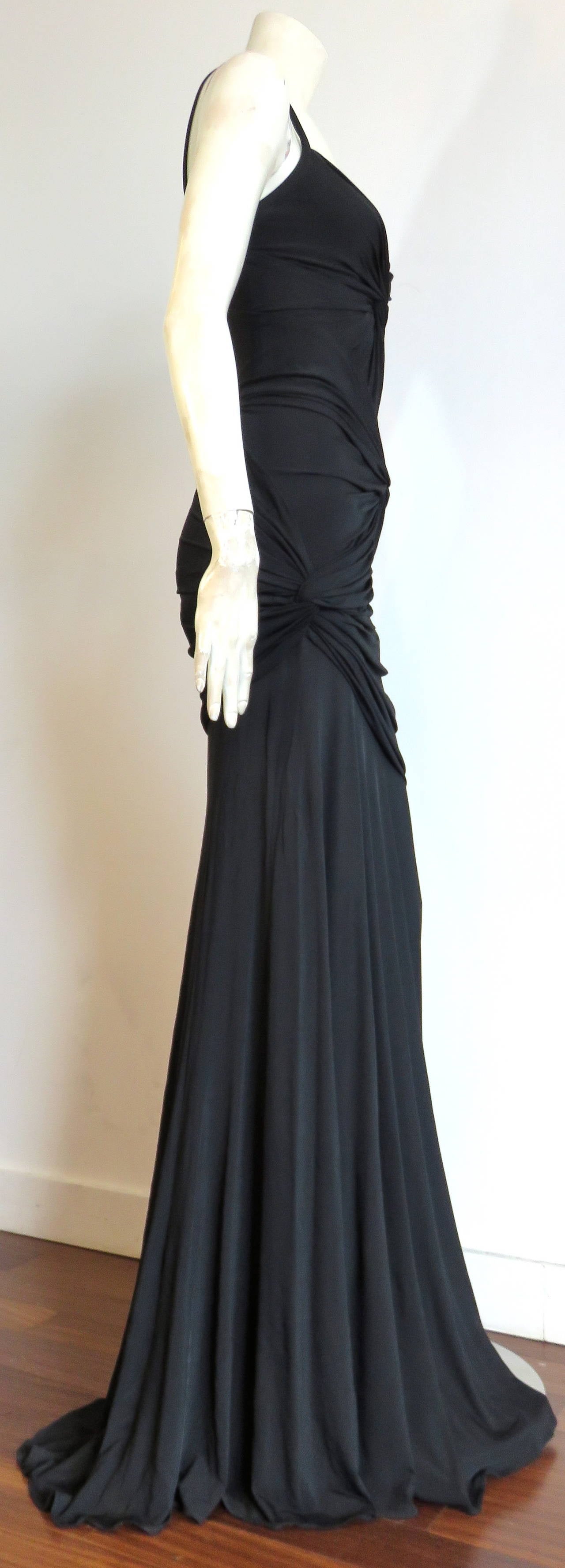 2005 DONNA KARAN COLLECTION Triple-twist draped evening dress In Excellent Condition For Sale In Newport Beach, CA