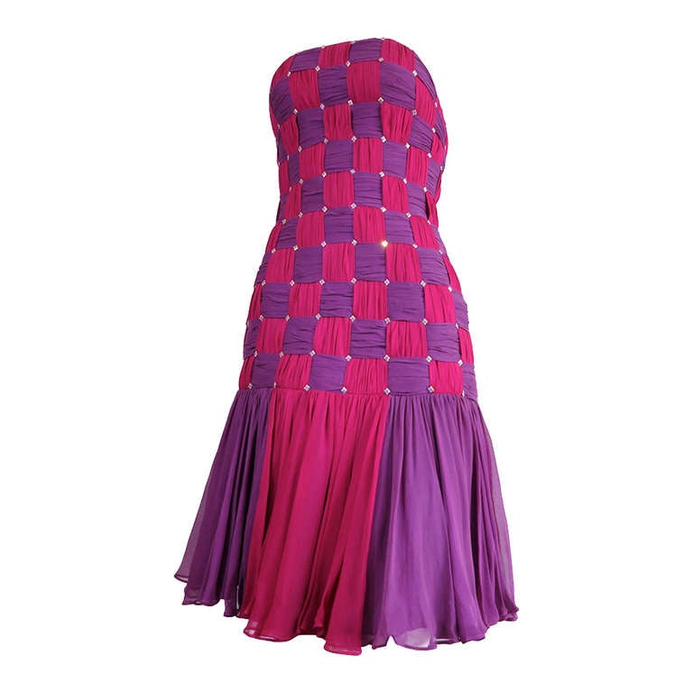Vintage MICHAEL CASEY Silk basket weave dress For Sale