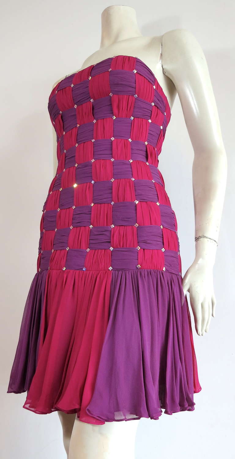 Women's Vintage MICHAEL CASEY Silk basket weave dress For Sale