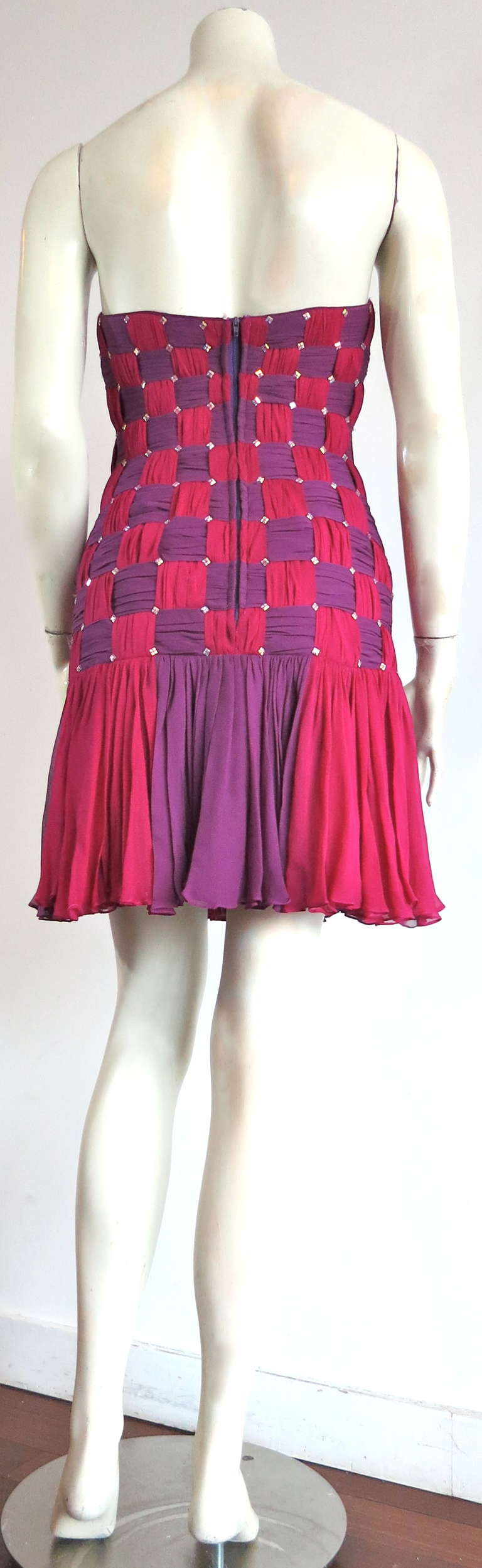 Purple Vintage MICHAEL CASEY Silk basket weave dress For Sale