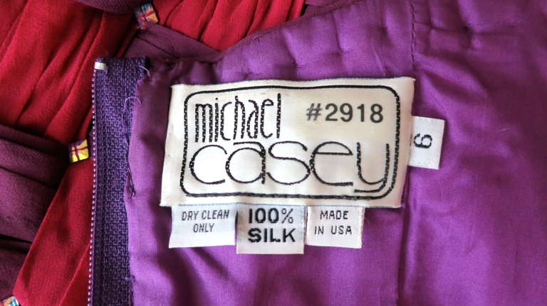 Vintage MICHAEL CASEY Silk basket weave dress For Sale 2