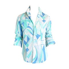 EMILIO PUCCI Men's Capri pastel geometric woven shirt