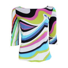 EMILIO PUCCI Rainbow swirl print top blouse