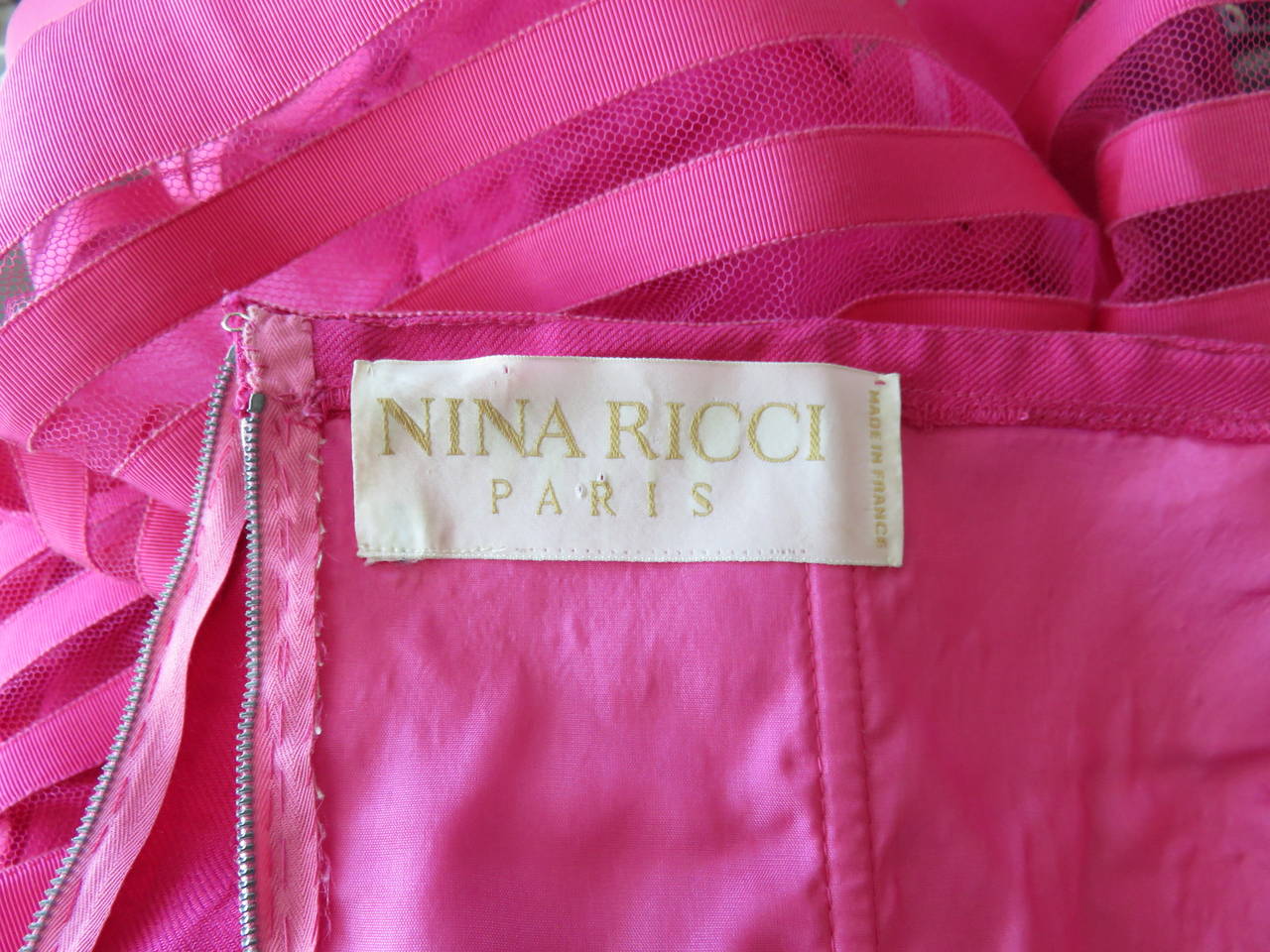 1970's NINA RICCI PARIS Hot pink tiered party dress For Sale 2