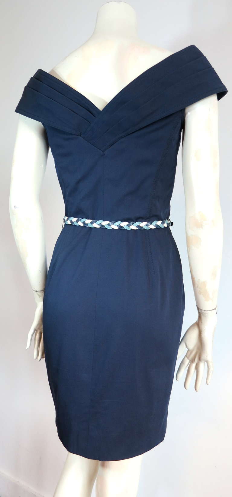 CHRISTIAN DIOR Portrait collar day dress and leather belt at 1stdibs