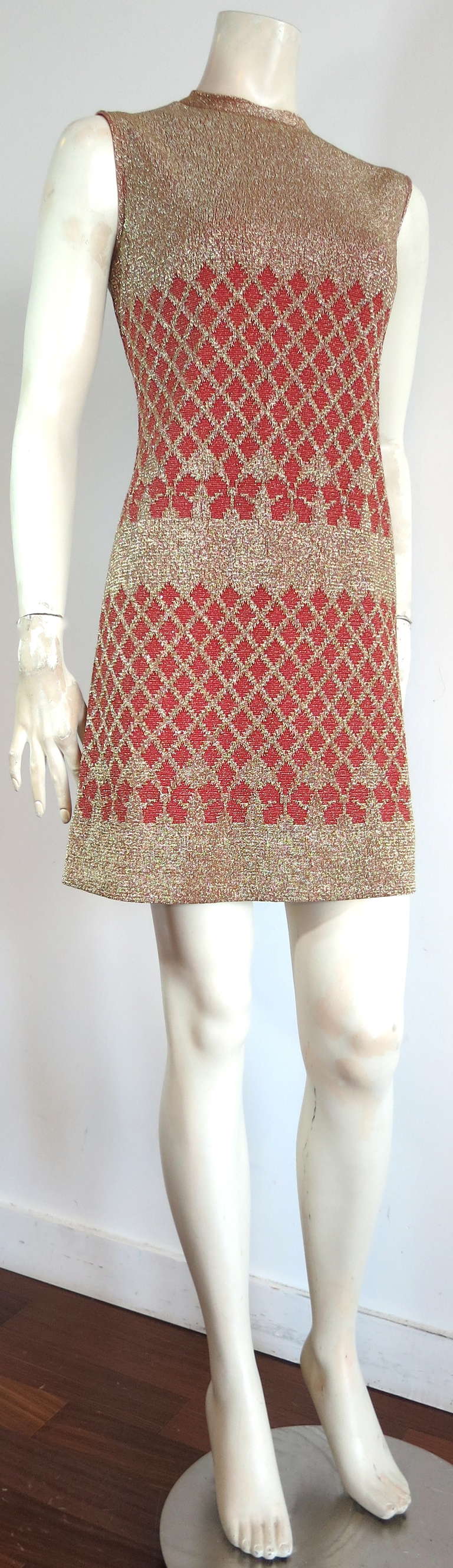 1960's PIERRE BALMAIN Metallic tricot knit dress 2